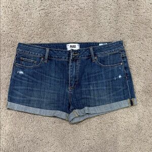 PAIGE Women's Dark Blue Jean Shorts